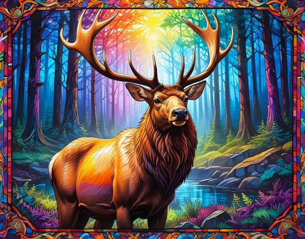 1000pc - Stain Glass Elk